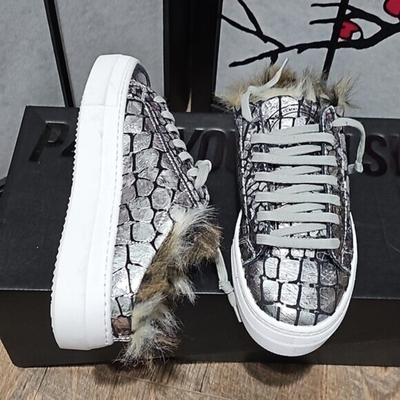 P448 Clara Leather Faux Fur Lined Slip-On Shoes Size 35 - Picture 10 of 10